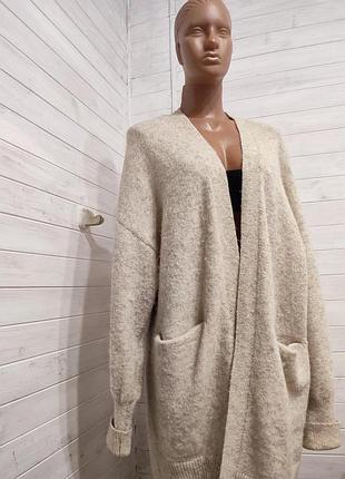 Теплый длинный кардиган из альпаки с карманами,есть нюанс