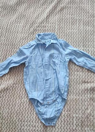 Боди-рубашка голубого до 2 лет