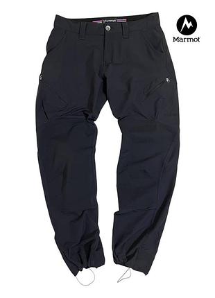 Оригинальные женские трекинговые оутдор водоотталкивающие штаны marmot спортивные на утяжках водозащитные не промокаемые софтшел y2k походные черные s