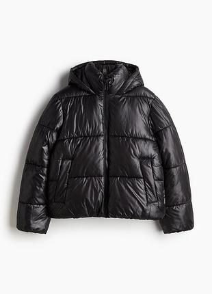 Чорна стьобана куртка пуфер hm new