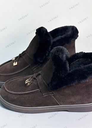 36-41 рр зимові черевики - лофери натуральна шкіра/замша чорні, бежеві, капучино, коричневий