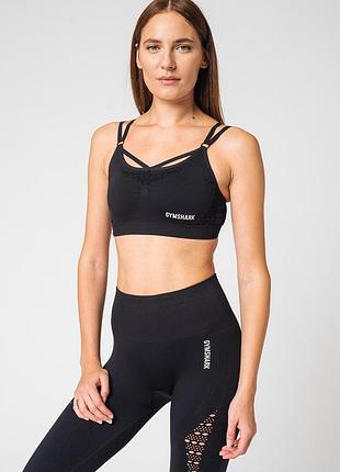 Женский спортивный черный бюсгалтер бра топ лиф gymshark