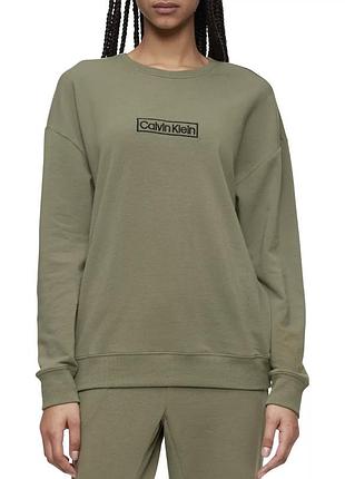 Calvin klein xs/s/m хакі світшот реглан базовий жіночний бобра кофта на кожен день