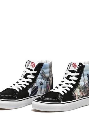 Круті кеди хайтопи vans з принтом замшеві