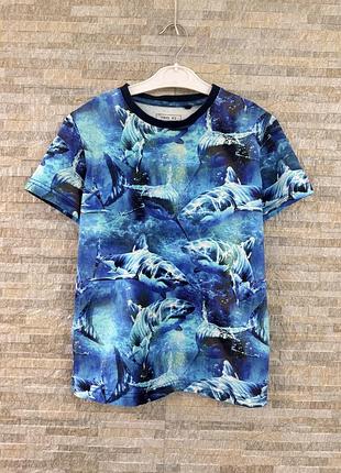 Футболка 👕 3-d принт акули 🦈 next 8 років, 128 см