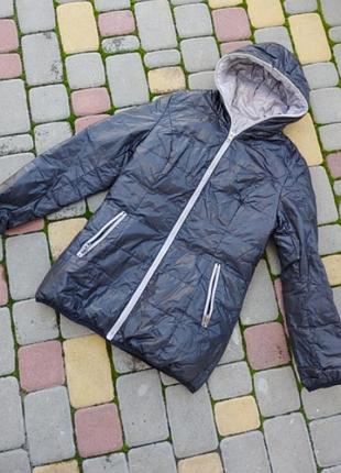 L двухсторонняя теплая куртка осень-зима в идеальном состоянии