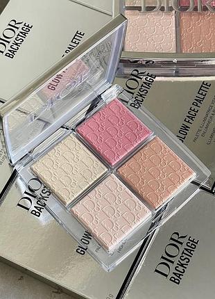 Dior backstage glow face palette highlight blush 004 палетка хайлайтерів діор хайлайтер бронзер румʼяна