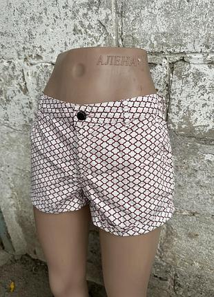 Короткі шорти з бавовни розмір с colin’s середня посадка білі з принтом