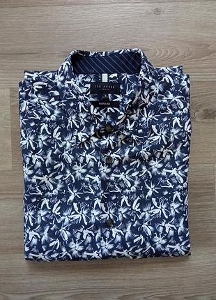 Мужская рубашка короткий рукав лиоцелл-лен-коттон