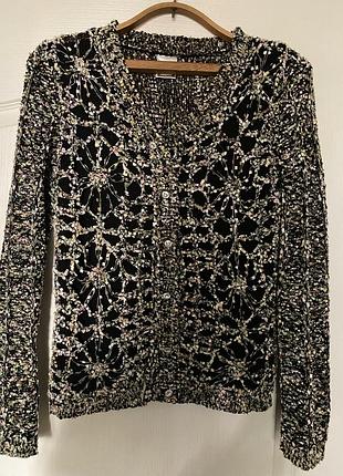 Нарядна жіноча мережева кофта-кардиган. на ґудзиках. по переду красивий ажур. розмір 38/ m/46  40/ l/48