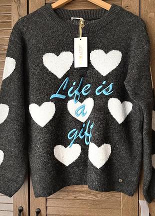 Оригінал! новий стильний в'язаний светр з написом life is gift від бренду key❤️largo, німеччина, м / l р.