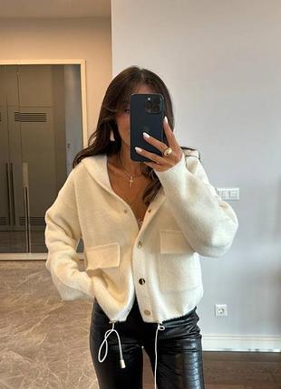 Меховая кофта с карманами asp-311
