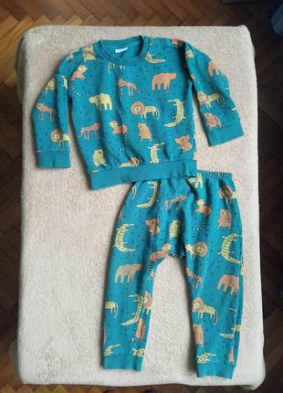 Дитячий костюм з начосом next 92 см кофта штани теплий костюмчик бавовна 18-24 міс 1,5 2 півтора роки на флісі осінь зима некст світшот штанці хлопчик