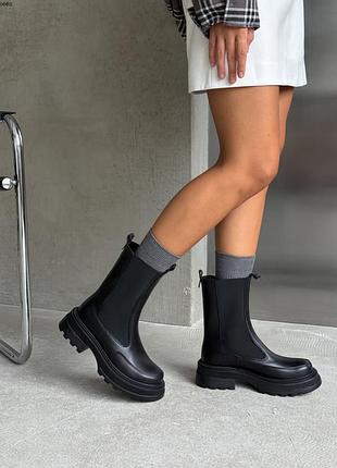 Ботинки челси, черная, натуральная кожа, деми/зима