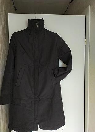 Пальто женское черное плащевка на флисе s