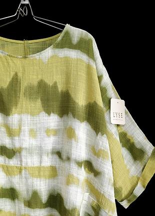 Красивая льняная итальянская блуза с принтом, made in italy р.22-24