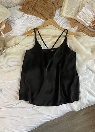 Майка в бельевом стиле черная