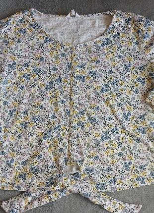 Блуза женская в цветочный принт, размер s