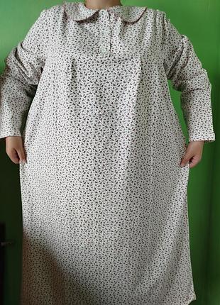 Теплая ночная рубашка с воротничком. хлопок. узбекистан.