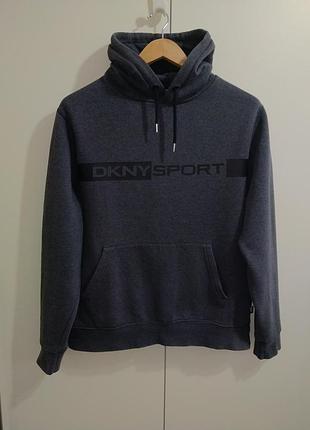 Худи dkny хлопок серый цвет кофта тёплая guess hugo boss g-star raw