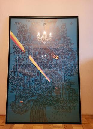 Картина «місто фантазій» у синіх відтінках