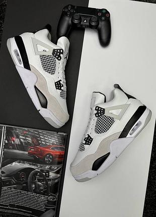💎мужские кроссовки nike air jordan 4 retro m white military