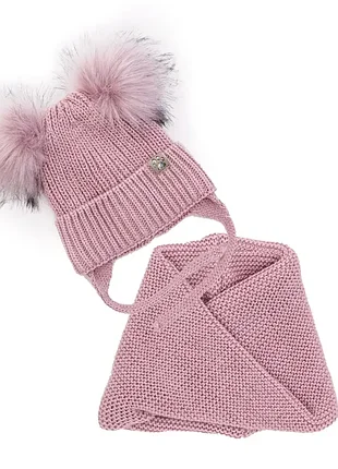 Детский комплект шапка, хомут и перчатки