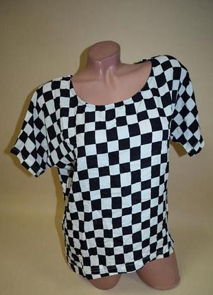 Блуза  шахматы черно белая  размер s/m