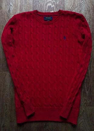 Красный женский вязаный свитер polo ralph lauren размер m