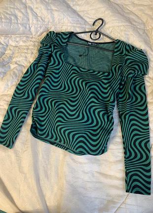 Лонг від zara в принт оптичної ілюзії з квадратним вирізом