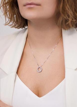 Ніжний срібний ланцюз з підвіскою кільце з фіанітами 925❤️