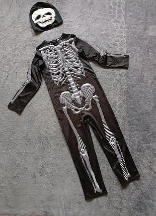 Карнавальный костюм комбинезон скелет на хеллоуин 9-10 лет рост 134-140 см