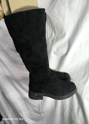 Сапоги женские осенние весенние деми легкая зима замша еврозима