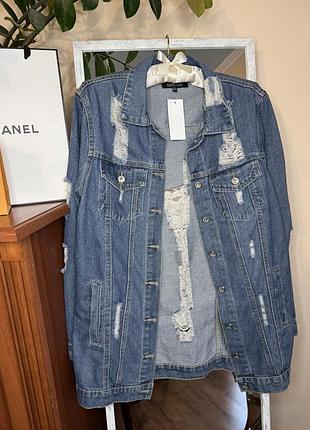 Трендовый пиджак джинс denim