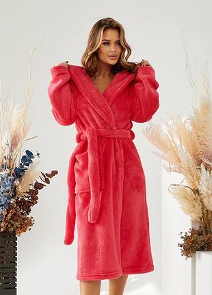 Женский теплый плюшевый мягкий зимний банный банный банный банный домашний халат с капюшоном