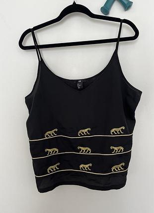 Майка топ с вышитыми животными h&amp;m