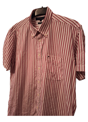 Бавовняна сорочка з короткими рукавами, рубашка в смужку tommy hilfiger #3