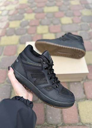 Зимові чоловічі черевики nb чорні із хутром