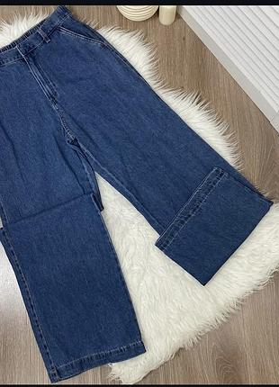 Сині жіночі джинси на резинці прямі палаццо бренд f&f розмір m l
