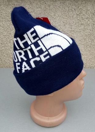The north face шапка мужская вязаная темно синяя полушерсть1 фото