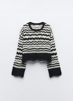 Вкорочений светр кроше оверсайз zara p s