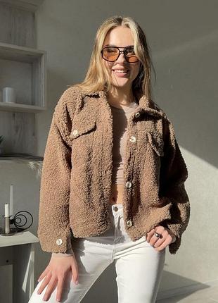 Жіноча тепла куртка сорочка тедді | 380