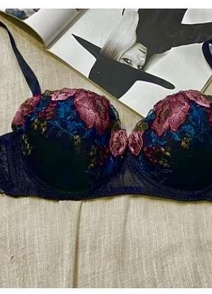 Intimissimi крутий чорний бюст з чудовою кольоровою декорацією(бірка зрізана)