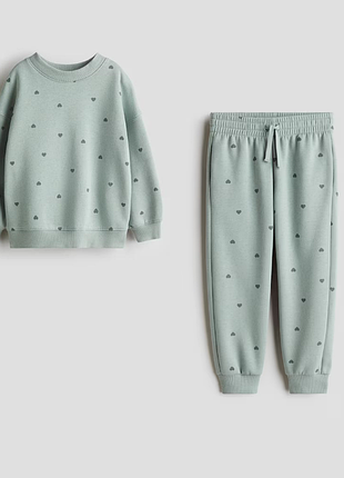 H&m спортивный костюм с начесом green hearts