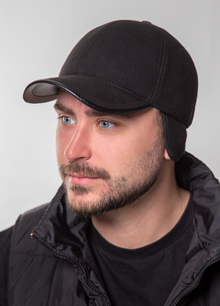 Мужская зимняя бейсболка из кашемира с ушками 6090бр