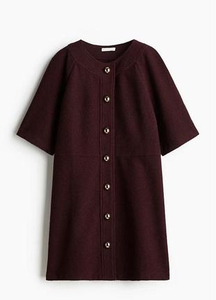 Сукня бордо бургунді твідова h&m із золотими ґудзиками
