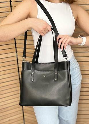 Жіноча стильна та якісна сумка з еко шкіри чорна