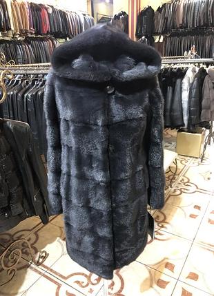 Шуба графіт поперечка,капюшон,греція