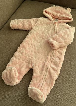 Теплий плюшевий комбінезон для малюка з вушками baby club c&a