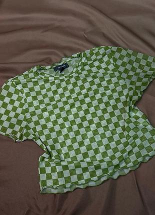 Топ сітка з оздобленням швів в рюшку